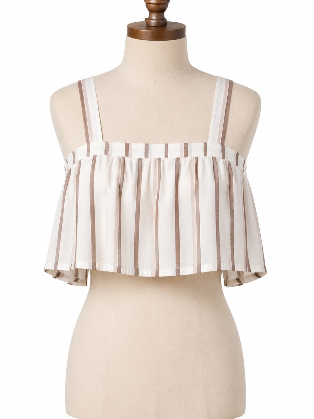 Abercrombie & Fitch Linen Blend Tie Back Striped Crop Top S - Picture 3 of 9